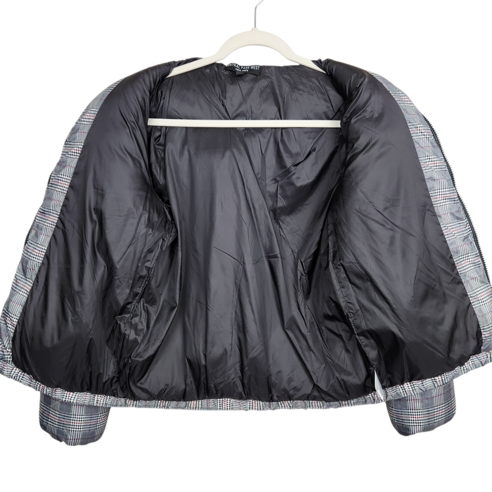 Central Park West Wesley Plaid Striped Puffer Jacket Moc Collar Womens Size S - Picture 8 of 11